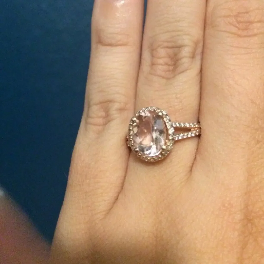 Morganite 3ct Diamond Rose Gold Cocktail Ring